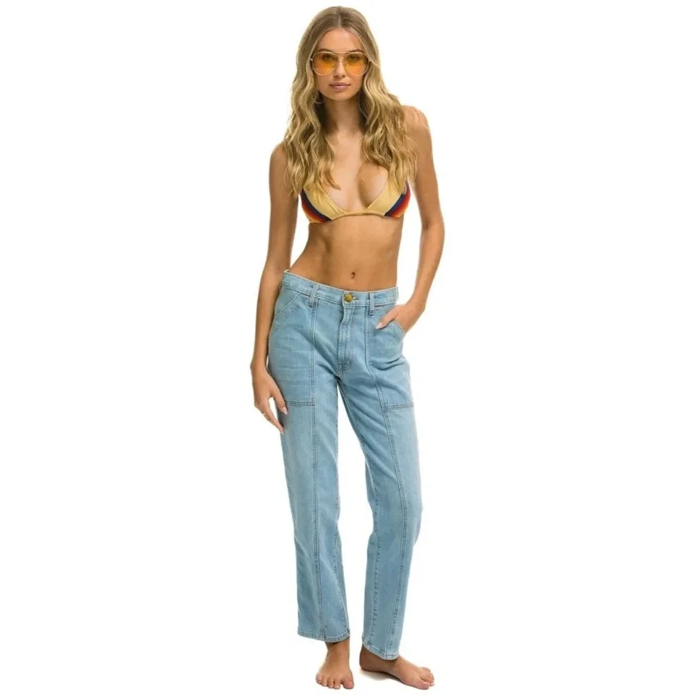 AVIATOR NATION HI RISE JESSICA JEAN in Super Light Women 25 Italian Denim $265